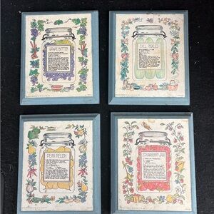 Canning recipes on wooden plaques